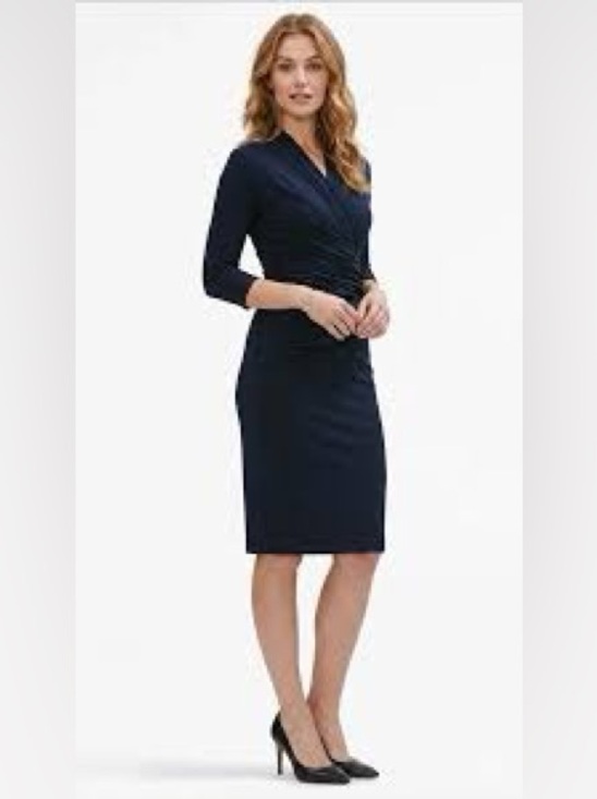 MM Lafleur Dresses & Skirts - Mm Lafleur Navy Wrap-Style Dress- large